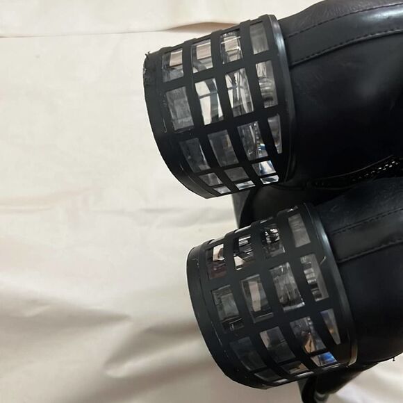 JEFFREY CAMPBELL BOONE BLACK LEATHER BOOTIE SIZE 6 - Picture 4 of 7